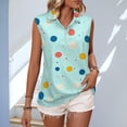 thumbnail image 2 of DHFJKG Polo Shirts For Women Polka Dot Sleeveless Turndown Collar Loose Fit Stretchy Soft Golf Tennis Shirts Trendy Tops, 2 of 5