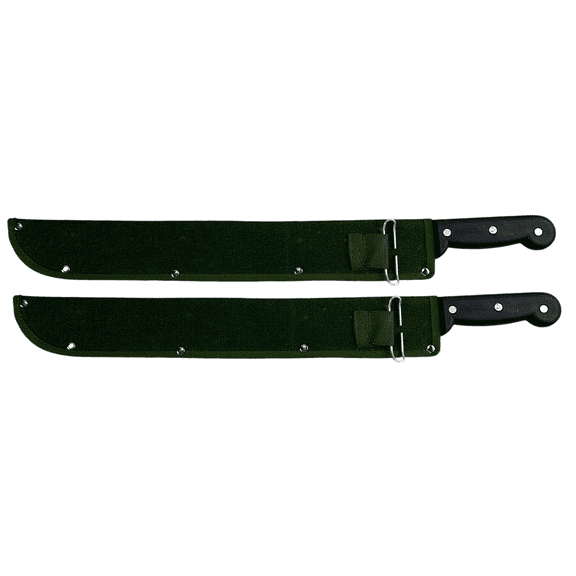 2 Pieces Set Machete Knife  18" Heavy Duty Heat Treated Steel Blade, 24" Long Survival Knife
