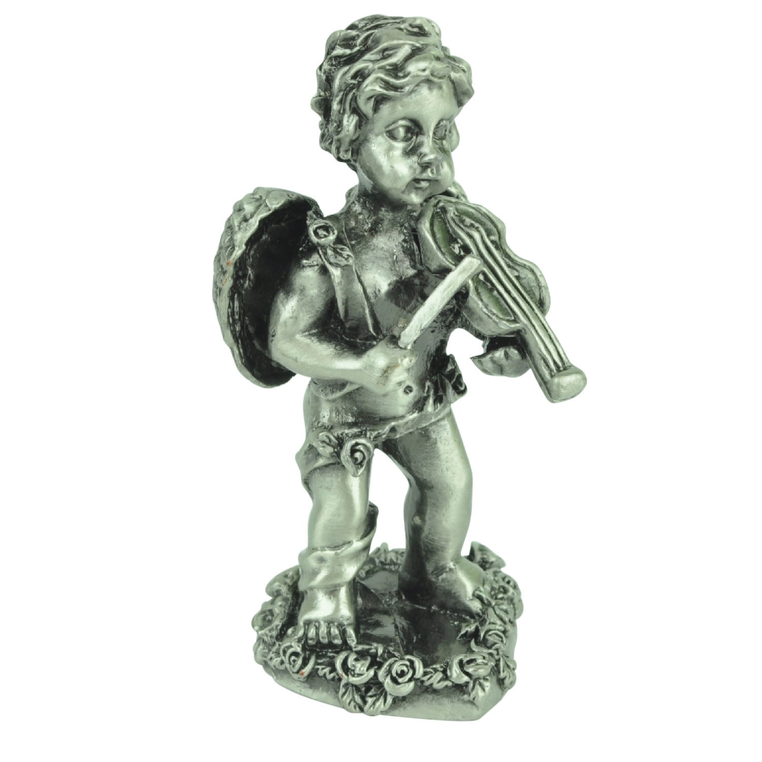Cherub Playing Violin Mini Statue Cast Metal Pewter Paperweight Décor Glory Land