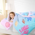 thumbnail image 3 of Erosebridal Cute Sea Turtle Bedding Comforter Set 7 Pieces, Cartoon Coral Full Bedding Set, Pink Blue, 3 of 7