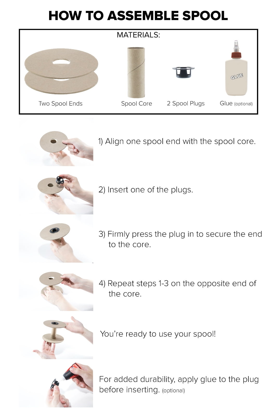 Craft County - Empty 3.5” Cardboard Spool – Spool Kit – Multiple Pack Sizes