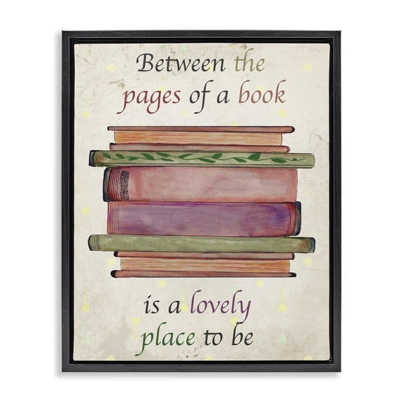 Stupell Industries Traditional Between Pages Of A Book Black Floating Frame Canvas Art, 17 x 21, by Julia Frost