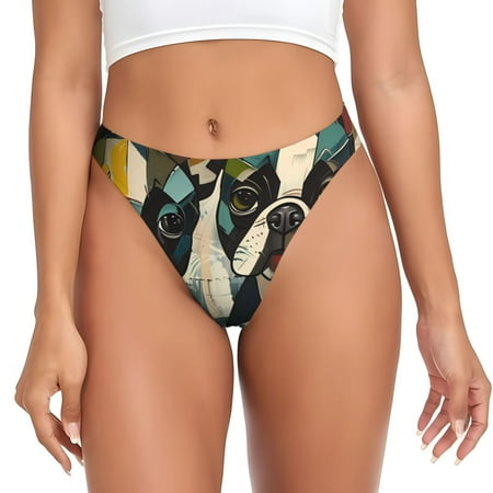 Rateoe Colorful Bulldog Duo Pattern Seamless Women Underwear Thongs No Show Ladies Thong No Line Breathable Comfortable Panties Undies for Women-XX-Large