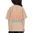 thumbnail image 2 of Trendfront Girls Love Like Jesus Christian T Shirt Retro Groovy Faith Graphic Crewneck Short Sleeve Tee Distressed Sunday School Clothes Religion Top, 2 of 5