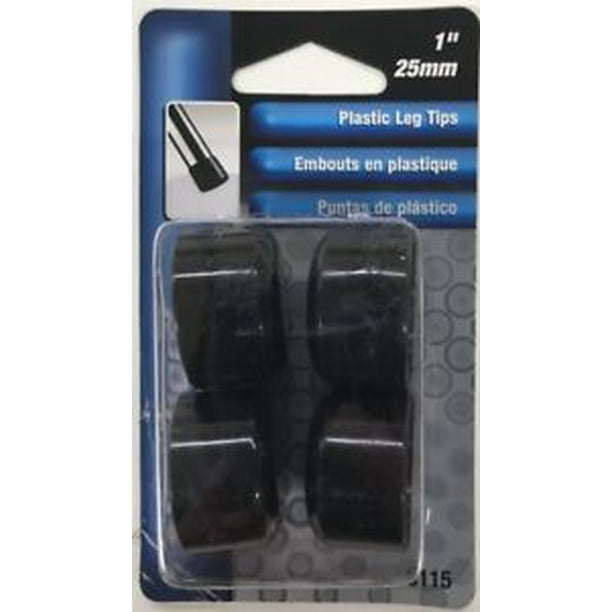 Shepherd 9115 1Inch Plastic Leg Tips, Black, 4Pack