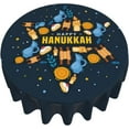 thumbnail image 2 of Happy Hanukkah Pattern Tablecloth Round Table Cloth 60 Inch Washable Polyester Table Cover for Kitchen Party Picnic Dining Decor, 2 of 5
