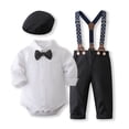 thumbnail image 2 of Qopobobo Boy Suit Set Toddler Boy Suits Baby Gentleman Wedding Outfit Formal Dress Shirt Vest Bowtie Pants 4Pcs Boys Suit Clothes Set Black,12-18 Months, 2 of 4