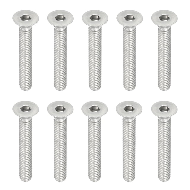 Uxcell 10Pcs M6 x 40mm Flat Countersunk Head Socket Cap Stainless Steel Machine Screw