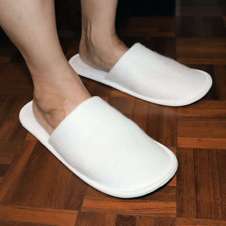 6 Pairs Closed Toe Slippers White Non-Slip US Men Size - Walmart.com