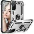 thumbnail image 2 of For Apple iPhone 13 (6.1") Shockproof Hybrid Dual Layer PC + TPU with Ring Stand Metal Kickstand Heavy Duty Armor Shell Phone Case Cover by Xpression [Silver], 2 of 8