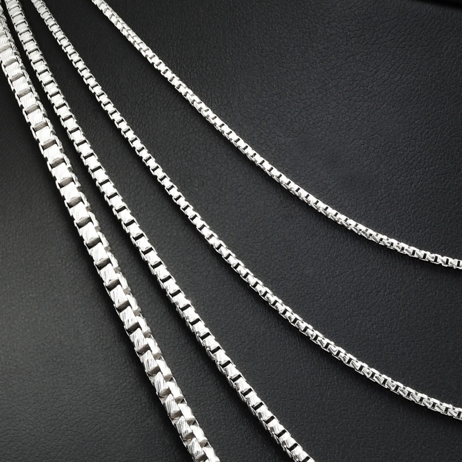 Tilo Jewelry Solid 925 Sterling Silver Diamond-Cut Engraved Box Chain Necklace with Secure Lobster Lock | 1.5mm - 16 Inch | Everyday Necklace for Men & Women