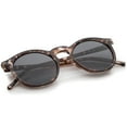 thumbnail image 5 of zeroUV Unisex Retro Horn Rimmed Keyhole Nose Bridge P3 Round Sunglasses 49mm (Shiny Brown-Tortoise / Smoke) - 49mm, 5 of 5