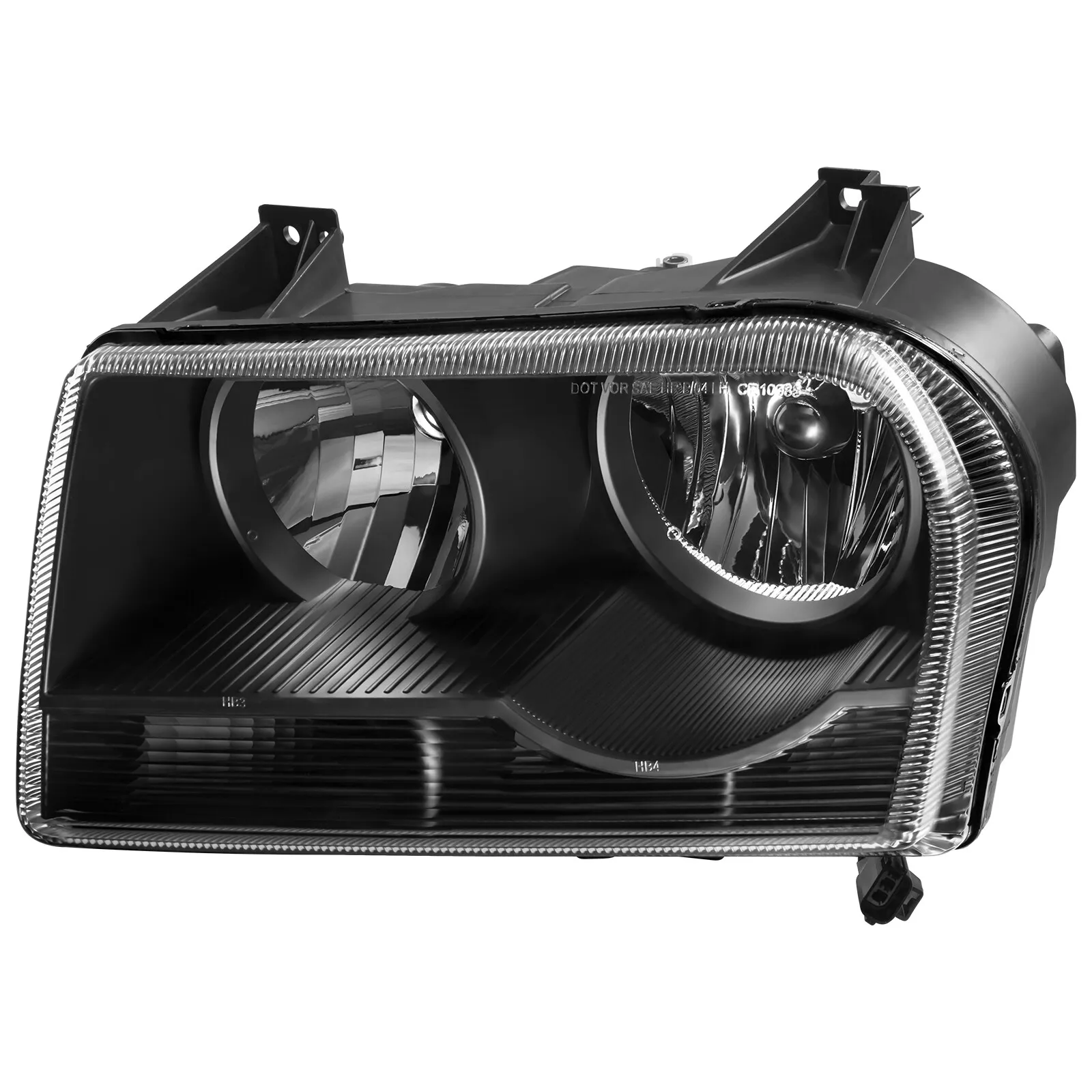 MOSTPLUS Pair Black Housing Headlight Halogen Lamps for 2005-2010 Chrysler 300 2.7L 3.5L