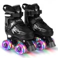 thumbnail image 1 of Gymax Patins à Roulettes pour Enfants 4 Tailles Réglables Patins Quad avec Roues Lumineuses pour 5-7 Ans Noir, 1 of 10