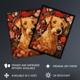 thumbnail image 3 of Bright And Bold Flowers Golden Terrier Dog On Elegant Floral Backdrop William Morris Style Pattern Artwork Unframed Wall Art Print Poster Home Decor Premium, 3 of 5