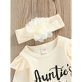 thumbnail image 5 of Diconna Newborn Baby Girl Auntie Outfits Auntie's Bestie Short Sleeve Ribbed Romper Floral Shorts Clothes with Headband Apricot 12-18 Months, 5 of 8
