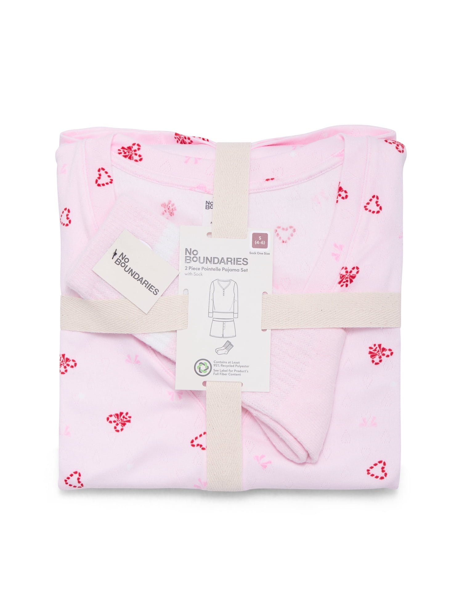 No Boundaries Giftable Henley Sleep Top and Shorts with Socks Set, 3-Piece, Women's XXS-3X