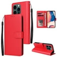 thumbnail image 1 of Compatible for iPhone 14 Pro Wallet Case with Premium PU Leather Card Slots Holder Photograph Slot Cover, Soft Silicone Shockproof Magnetic Clasp Kickstand Wrist Strap Flip Folio Case,Red, 1 of 6