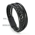 thumbnail image 2 of JO WISDOM Men's Magnetic Buckle Bracelet, Men's Woven Leather Cuff Bracelet, Leather Bracelet, Bohemian Cuff Bracelet, Handmade Spliced Bracelet, Multi layered Men's Bracelet, 2 of 6