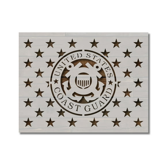 United States Coast Guard 50 Stars Flag Union Stencil Template Reusable 11 x 8.5 Inches for Painting on Walls, Wood, Etc. By Stencilville