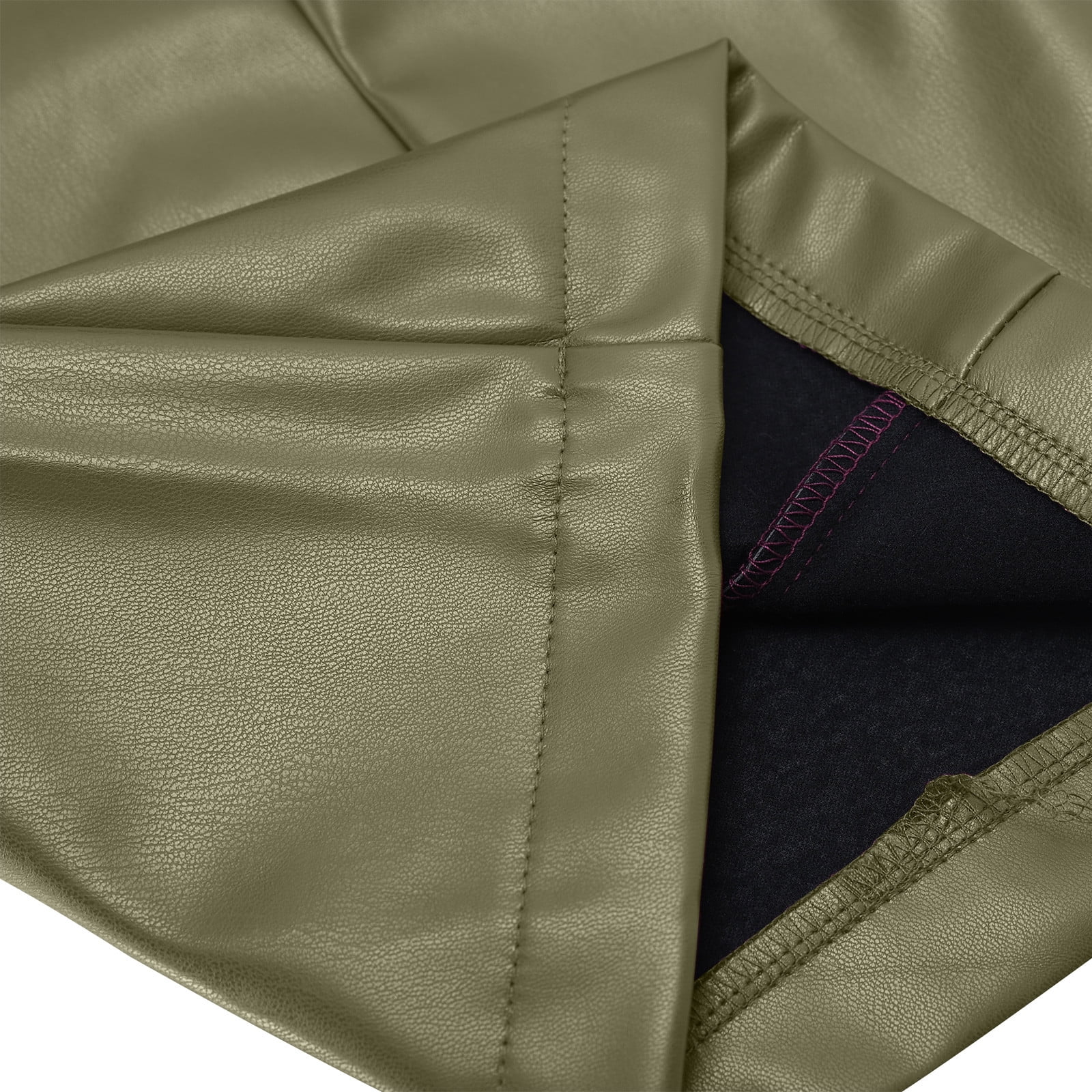 JGGSPWM High-Waist Wide Leg Pants with Belt for Women Sleek Faux Leather Trousers Army Green 2XL