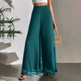 thumbnail image 4 of ClodeEU Women's High Waisted Wide Leg Chiffon Pants,Casual Flowy Loose Fit Trouser Green,Womens Plus L, 4 of 5
