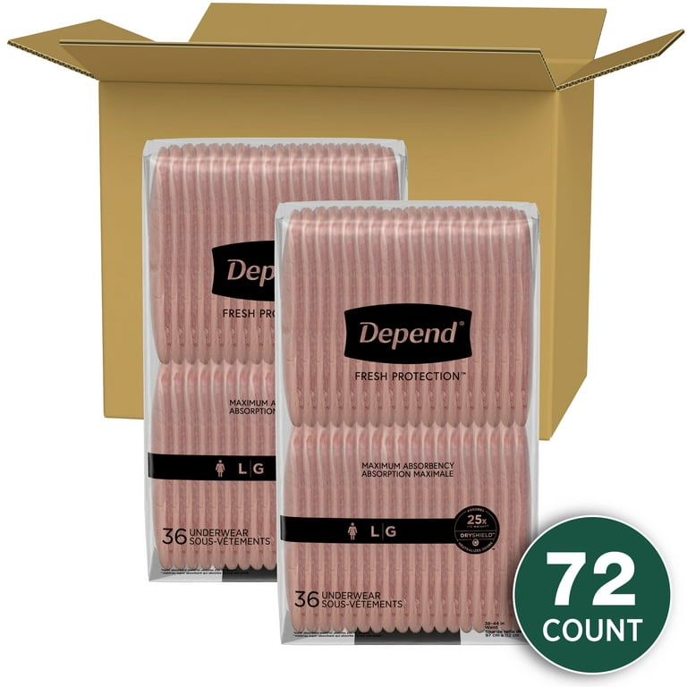  Depend FIT-Flex Incontinence Underwear for Women, Disposable,  Maximum Absorbency, Large, 40 Count : Health & Household