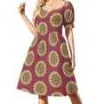 thumbnail image 1 of Flor amarilla flor púrpura jarrón Mandala vestido de manga corta vestidos de mujer vestido para mujer vestido de verano cumpleaños para mujer, 1 of 8