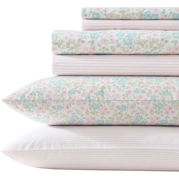 Cotton Sheet Set with Deep Pocket Fitted Sheet and Pillowcases Jaynie Pink Queen