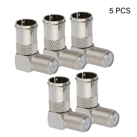 JZROCKER 5 Pcs 90 Degree TV Aerial Cable Connector Screw On Male to Female Adapters
