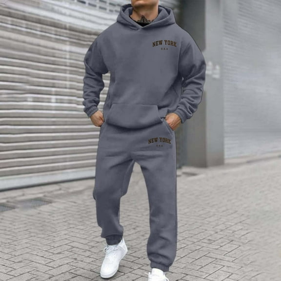 Men's Tracksuits 2 Piece Sets Outfits For Men Sweatsuits Long Sleeve Crewneck Pullover Active Jogging Sportswear Casual Athletic Jogging Warm Up Sets