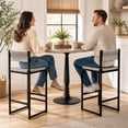 thumbnail image 2 of SESSLIFE Bar Chairs Set of 2, Counter Height Bar Chairs for Kitchen Counter, Paper Rope Weave Kitchen Chairs with Metal Legs, Bar Chairs for Restaurant, Coffee Shop, Gray, 2 of 8