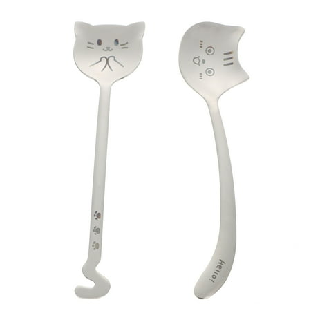 

2pcs Stainless Steel Dessert Spoons Lovely Coffee Spoons Soup Spoons (Silver)