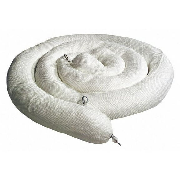 Spilltech Sorbent Boom, 38 gal, 8 in x 20 ft, Oil, White, 2 PK WB820SN