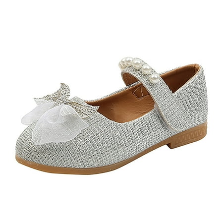 

LBECLEY Girls Size 2 Sandals Children Flat Heels Princess Shoes Kids Sandals Comfortable Soft Soles Leather Shoes Baby Girls Dancing Dress Shoes Girls Fringe Sandals Size 13 Silver 32