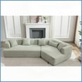thumbnail image 3 of Modern L-Shaped 3-Seat Corduroy Sofa with Right Chaise & 8 Pillows – Beige, Living Room Ready, Easy to Assemble, 3 of 23