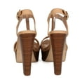 thumbnail image 4 of Breckelles ED41 Leatherette Peep Toe T-Strap Wooden Chunky Heel Sandal - Papaya (Size: 6.0), 4 of 6