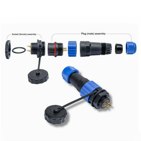 Ip68 Waterproof Aviation Plug Socket Connector Sd13 Male and Female Connector 2 Pin
