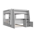 thumbnail image 7 of Mirightone Wood Full over Full Bunk Bed with Desk and Trundle, Bunk Bed with Storage Bookshelves, Full Size Bunk Bed for Teens Adults, Gray, 7 of 7