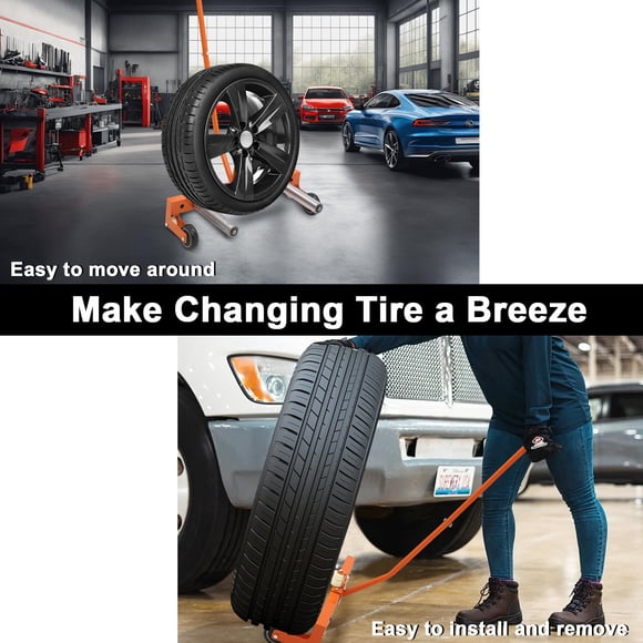 GloryStar Tire Wheel Dolly, Tire Lift Moving Tool Dollies for Truck Car Vehicle Tire, Heavy Duty Adjustable Rolling Wheel Dolly for Workshop Garage, 330 LBS Capacity