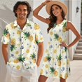 thumbnail image 2 of Yuyamidu Couples Vacation Outfits Matching Sets Mens Hawaiian Button Down Shirt Womens Sundress Summmer Short Sleeve Henley Shirts for Men and Women Matching Hawaiian Outfits Man L, 2 of 6