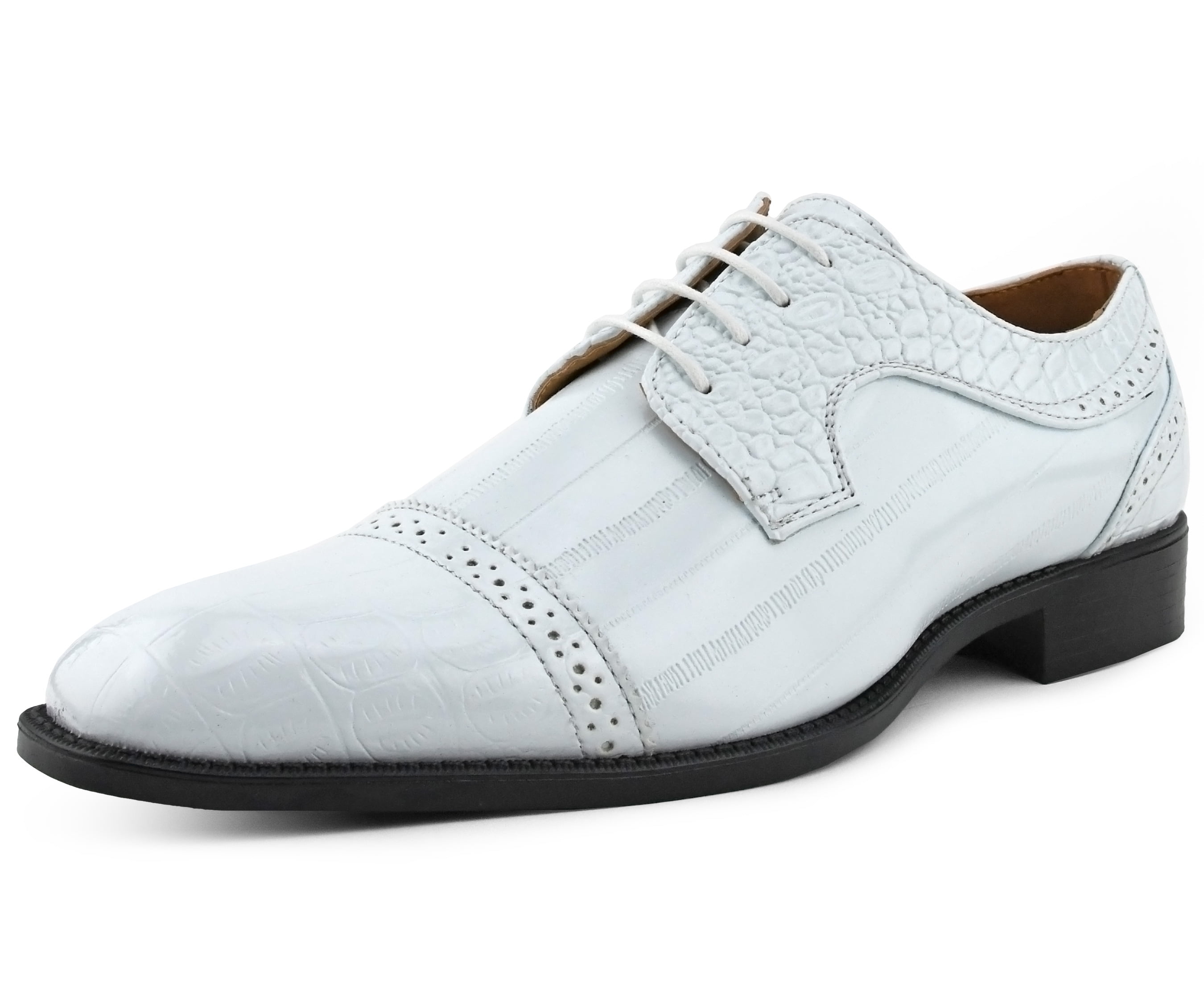 Elwyn-052 Bolano Mens Two-Tone Royal & White Smooth Dress Shoe w/ Wing-Tip 