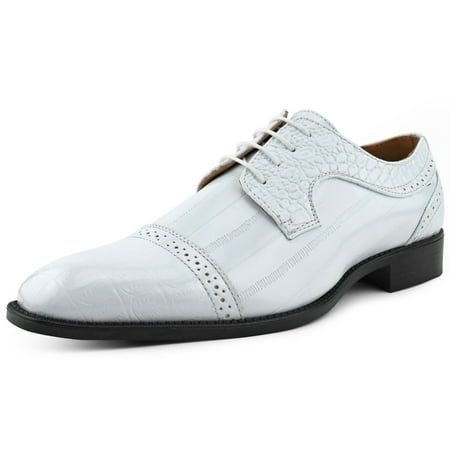 

Bolano Mens Crocodile Dallas Lace-Up Oxford Dress Shoe White Size 13