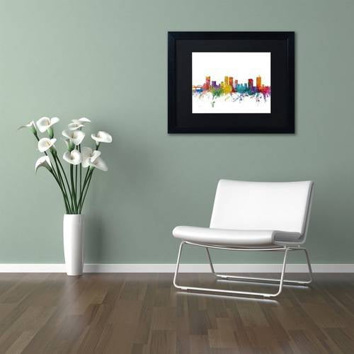 Trademark Fine Art 'Fort Worth Texas Skyline' Canvas Art by Michael Tompsett, Black Matte, Black Frame