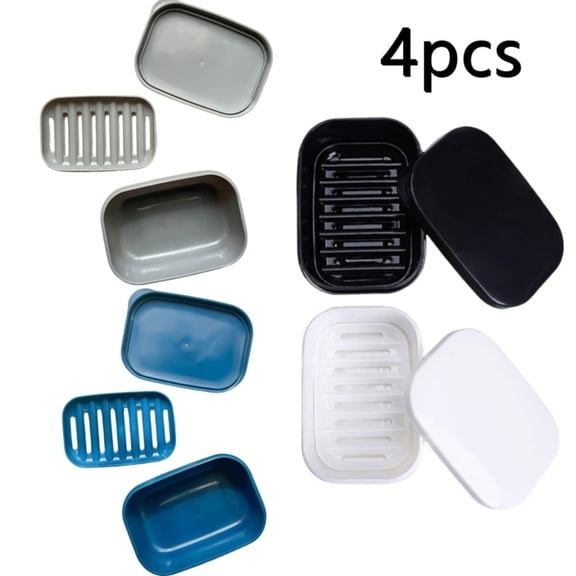 4Pcs Travel Soap Container - Portable Soap Box, Leakproof Soap Case, Plastic Soap Bar Holder - Camping, Bathroom Shower Gym Hiking Traveling