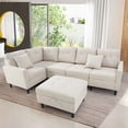 thumbnail image 4 of Gymax L-shaped Sectional Corner Sofa Set, Living Room Furniture with Storage Ottoman, Beige, 4 of 10