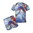 thumbnail image 1 of Mobile Suit Gundam Boys 2-Piece Swimsuit Set, Short Sleeve Rash Guard & Swim Trunks, 1 of 7