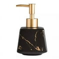 thumbnail image 1 of Dispensador de jabón de mármol de cerámica de lujo para baño de 260 ml, botella de agua para champú y gel de ducha, botella cuadrada para prensar loción, color negro, 1 of 5