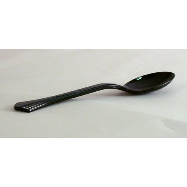 Black Plastic 10" Serving Spoons. 10 per Pack, Disposable, Reusable