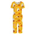 thumbnail image 4 of Women's Halloween Lounge Set Short Sleeve Round Neck Top and Capri Pants with Pockets Ghost Print Breathable Soft Pajama Set Casual Sportswear for Daily Wear Ginger S, 4 of 6